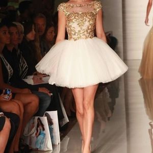 Sherri Hill White Gold Prom Short Formal Dress Sequin